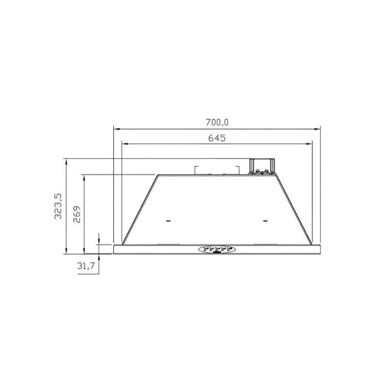 ابعاد هود آشپزخانه توکار استیل البرز مدل SA-506