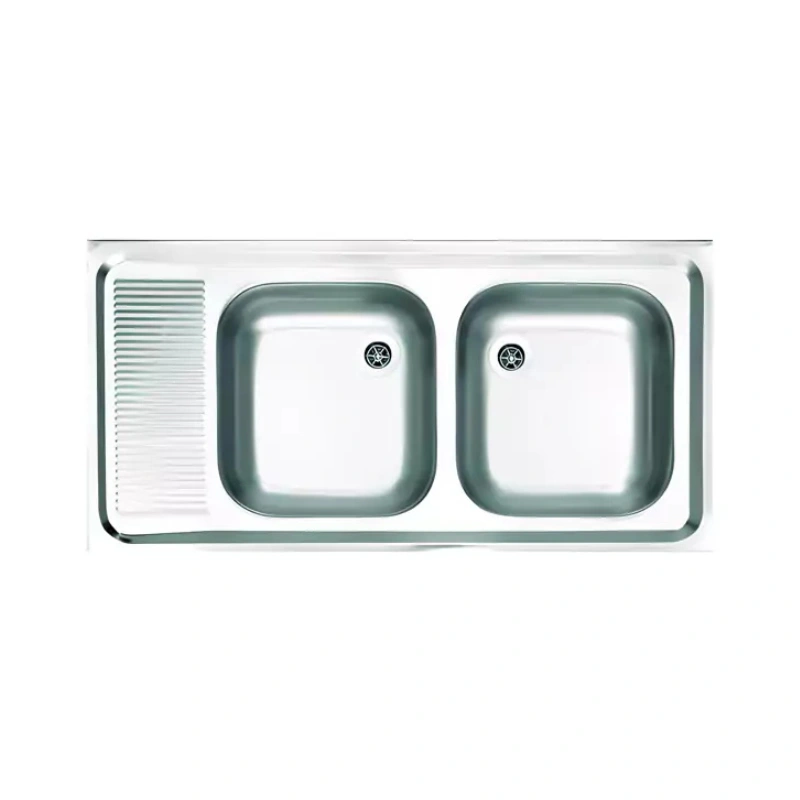 سینک ظرفشویی روکار ساحل 2 لگن استیل البرز مدل 100×60–0.5 سینک ظرفشویی روکار ساحل 2 لگن استیل البرز مدل 100×60–0.5